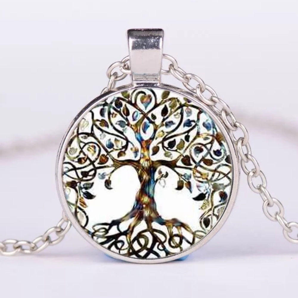 Tree of Life Glass Pendant Necklace